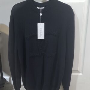 CHANEL Womens Black Crewneck Sweater